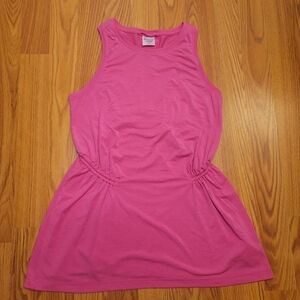 Athleta Air Out Cinch Tank Top Sz XS Salvia Pink Semi Fitted Long UPF 25+ Modal